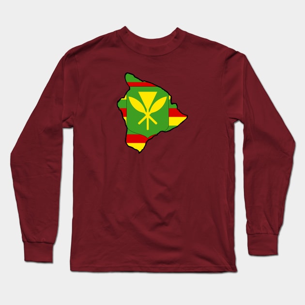 Big Island Kanaka Maoli Flag Long Sleeve T-Shirt by Puna Coast